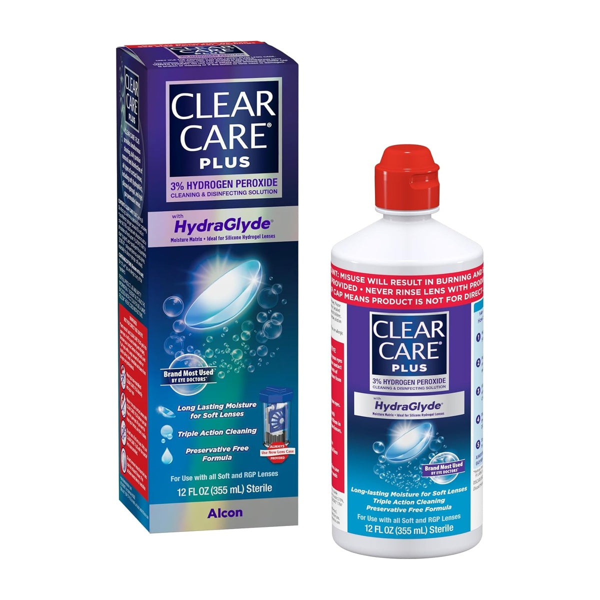 CLEAR CARE PLUS Contact Lens Solution — preservative-free hydrogen peroxide cleaning and disinfecting solution with HydraGlyde for soft and RGP lenses