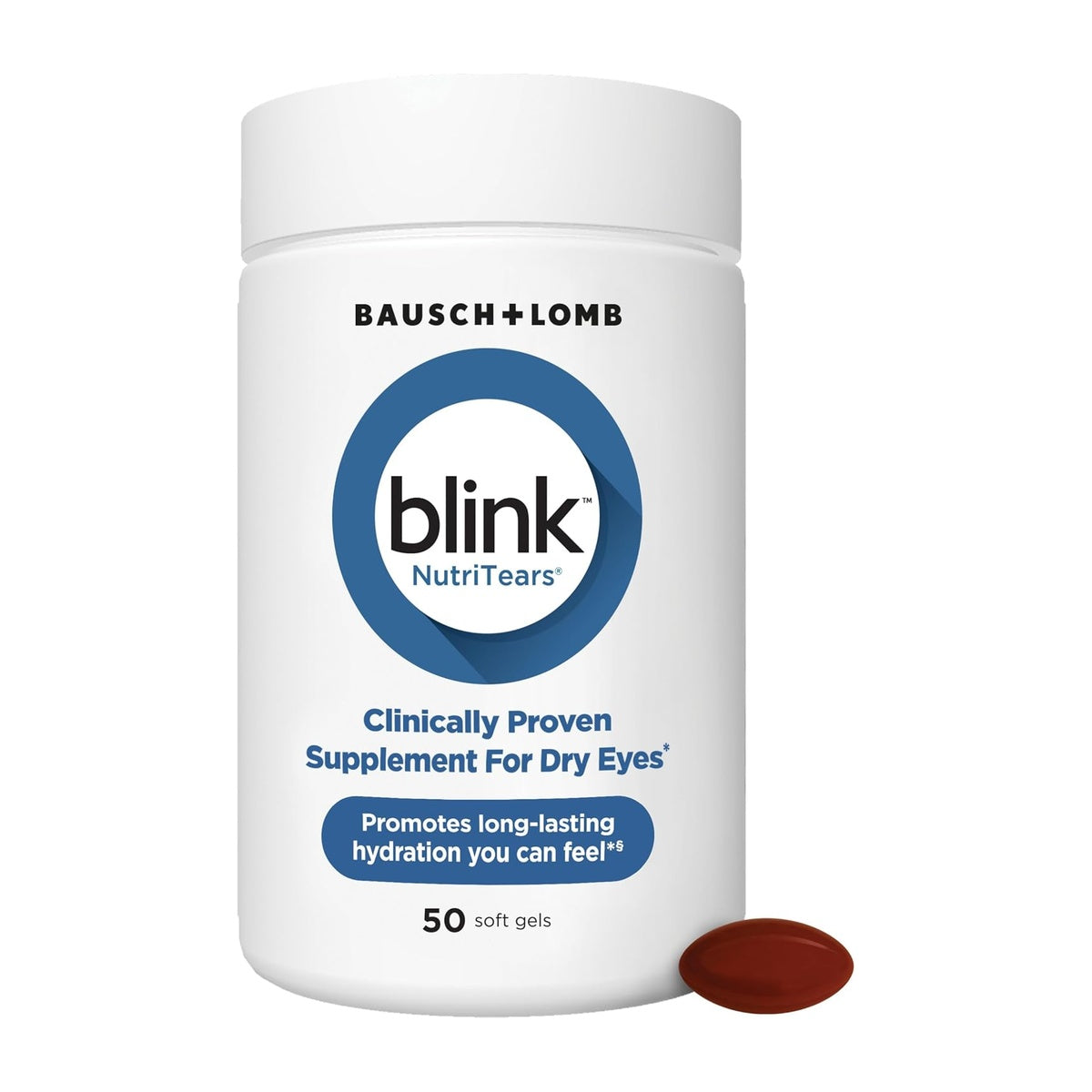 Blink NutriTears Clinically Proven Supplement for Dry Eyes, Eye Care with Lutein & Zeaxanthin and Vitamin D to Hydrate Eyes from Within for Long-Lasting Relief, 30 Softgels