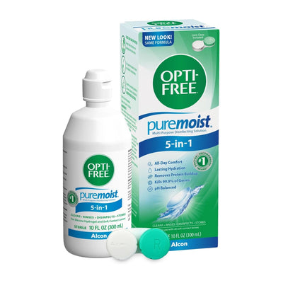Opti-Free Puremoist Multi-Purpose Contact Lens Cleaning and Disinfecting Solution with Lens Case, 10 FL Oz (Pack of 1)