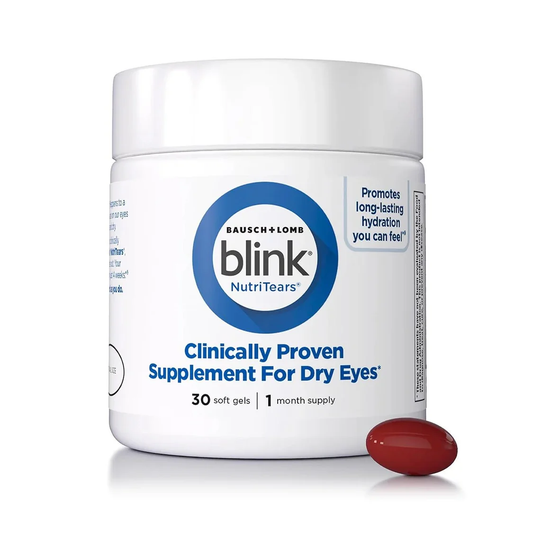 Blink NutriTears dry eye supplement bottle, 30 softgels