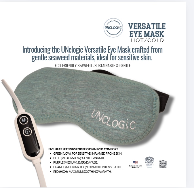 UNCLOGIC Seaweed Eye Mask for Dry Eyes & MGD | Weighted Rose Quartz + FIR Heat Therapy