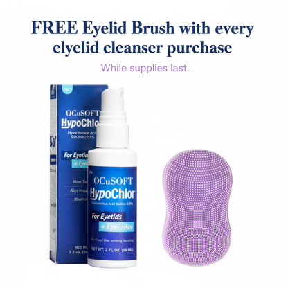 OCuSOFT HypoChlor Spray with free lilac eyelid brush — free with every eyelid cleanser purchase while supplies last