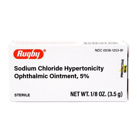 Rugby sodium chloride hypertonicity ophthalmic ointment 5% retail box, 3.5 g, NDC 0536-1253-91