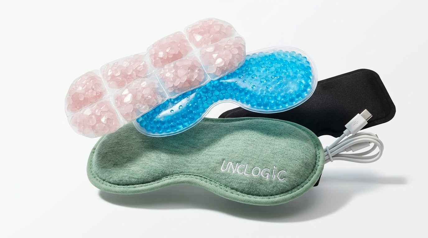 UNCLOGIC Seaweed Eye Mask for Dry Eyes & MGD | Weighted Rose Quartz + FIR Heat Therapy