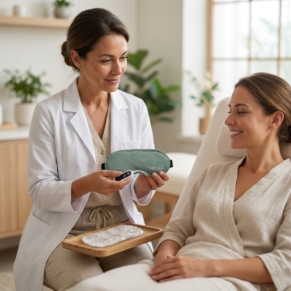UNCLOGIC eye mask doctor recommendation card — trusted by eye care professionals for dry eye therapy