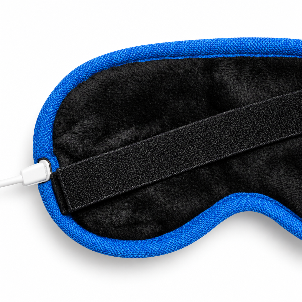 UNCLOGIC Gen 2 Velvety Plush heated eye mask strap and cable detail